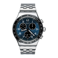 Swatch Irony YVS423GC Boxengasse – Orologio in acciaio cronografo racing, vista frontale su sfondo bianco – CICCO Gioielleria