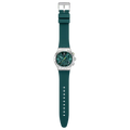 Swatch Irony YVS535 Greenshift Glow – Orologio in acciaio verde luminescente, vista frontale su sfondo bianco – CICCO Gioielleria