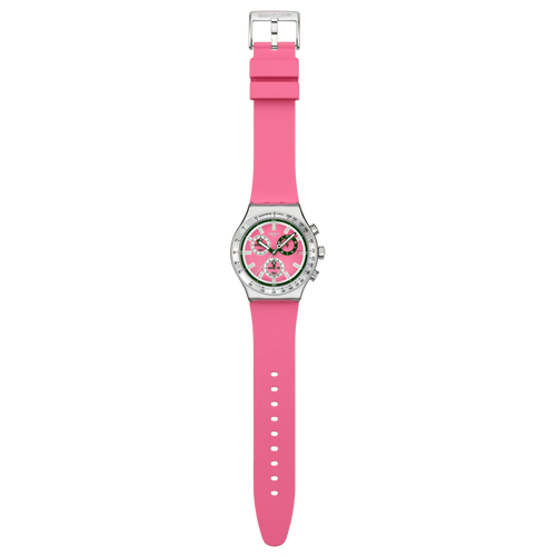 Orologio Swatch Irony Chrono Berry Reflective YVS538 – Cronografo Rosa Acciaio – vista prodotto