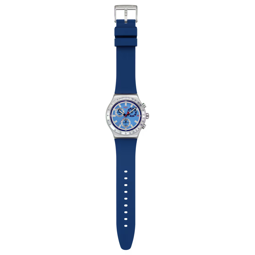Orologio Swatch Irony Chrono Sky Reflective YVS541 – Cronografo Azzurro Acciaio – vista prodotto