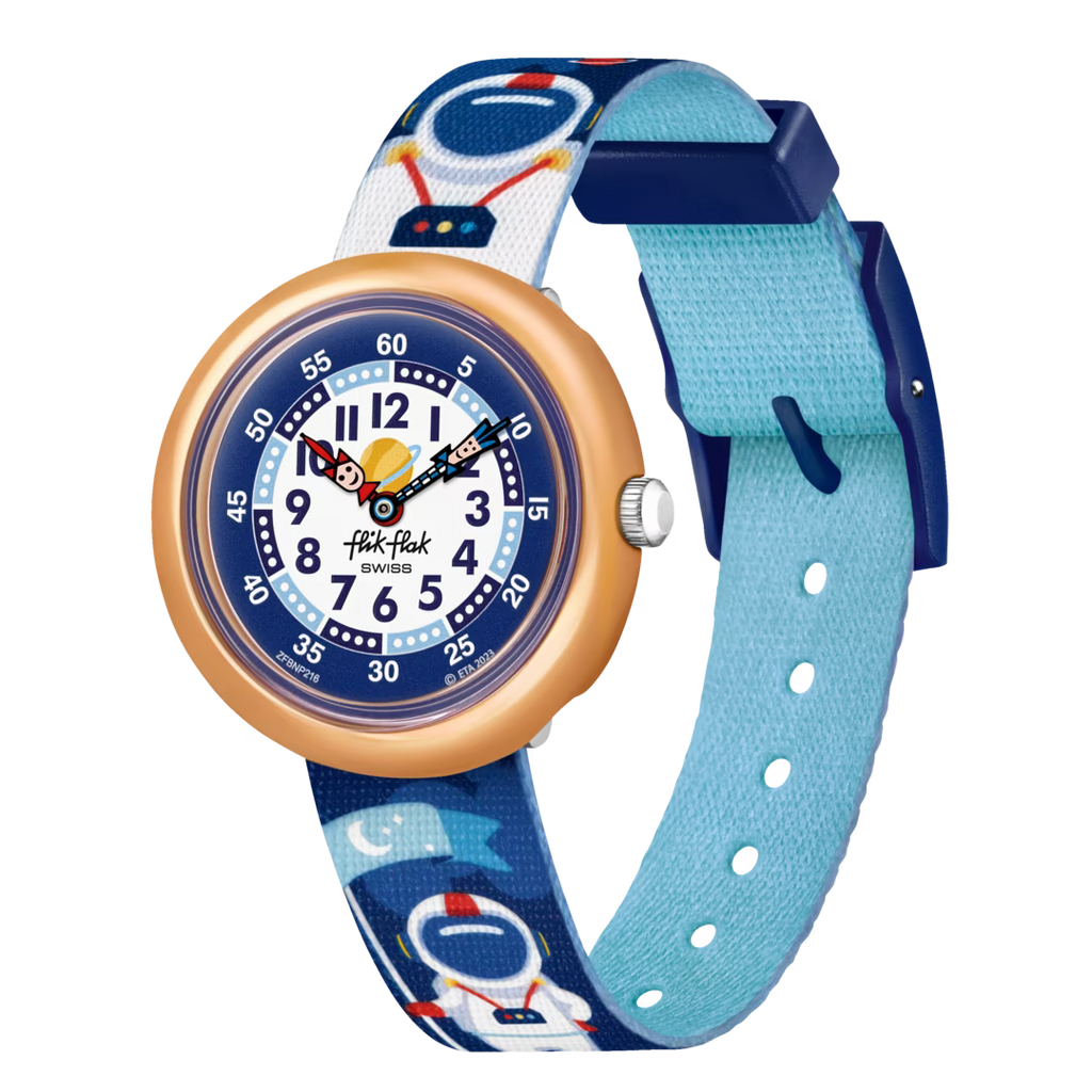 Orologio Flik Flak Astrodreams – Vista laterale – Orologio educativo per bambini da Cicco Gioielleria