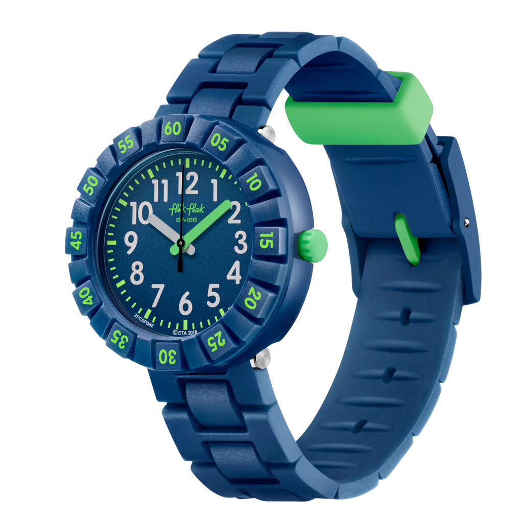 Orologio Flik Flak Solo Dark Blue – Vista laterale – Orologio educativo per bambini da Cicco Gioielleria