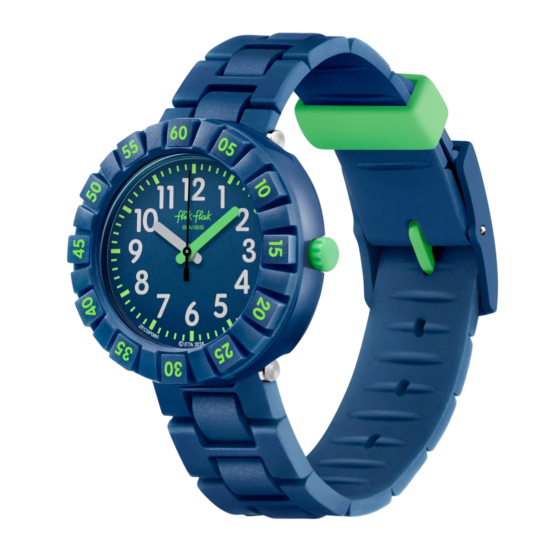 Orologio Flik Flak Solo Dark Blue – Vista laterale – Orologio educativo per bambini da Cicco Gioielleria