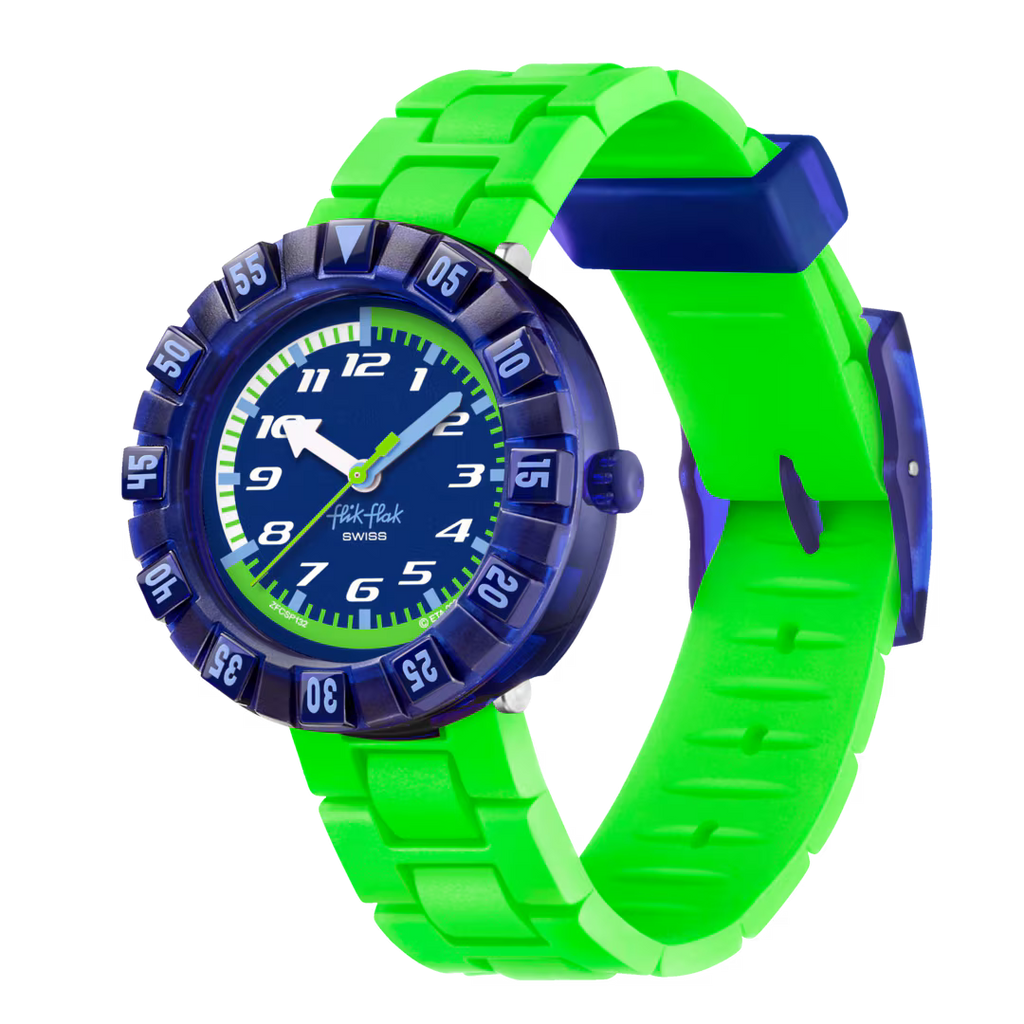 Orologio Flik Flak Neonbrick – Vista laterale – Orologio educativo per bambini da Cicco Gioielleria