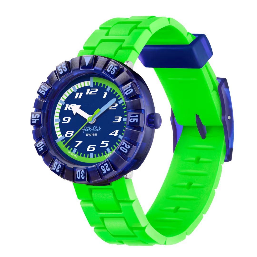 Orologio Flik Flak Neonbrick – Vista laterale – Orologio educativo per bambini da Cicco Gioielleria