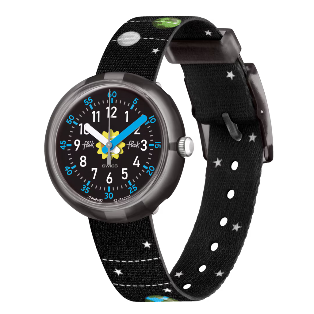 Orologio Flik Flak Solar System – Vista laterale – Orologio educativo per bambini da Cicco Gioielleria