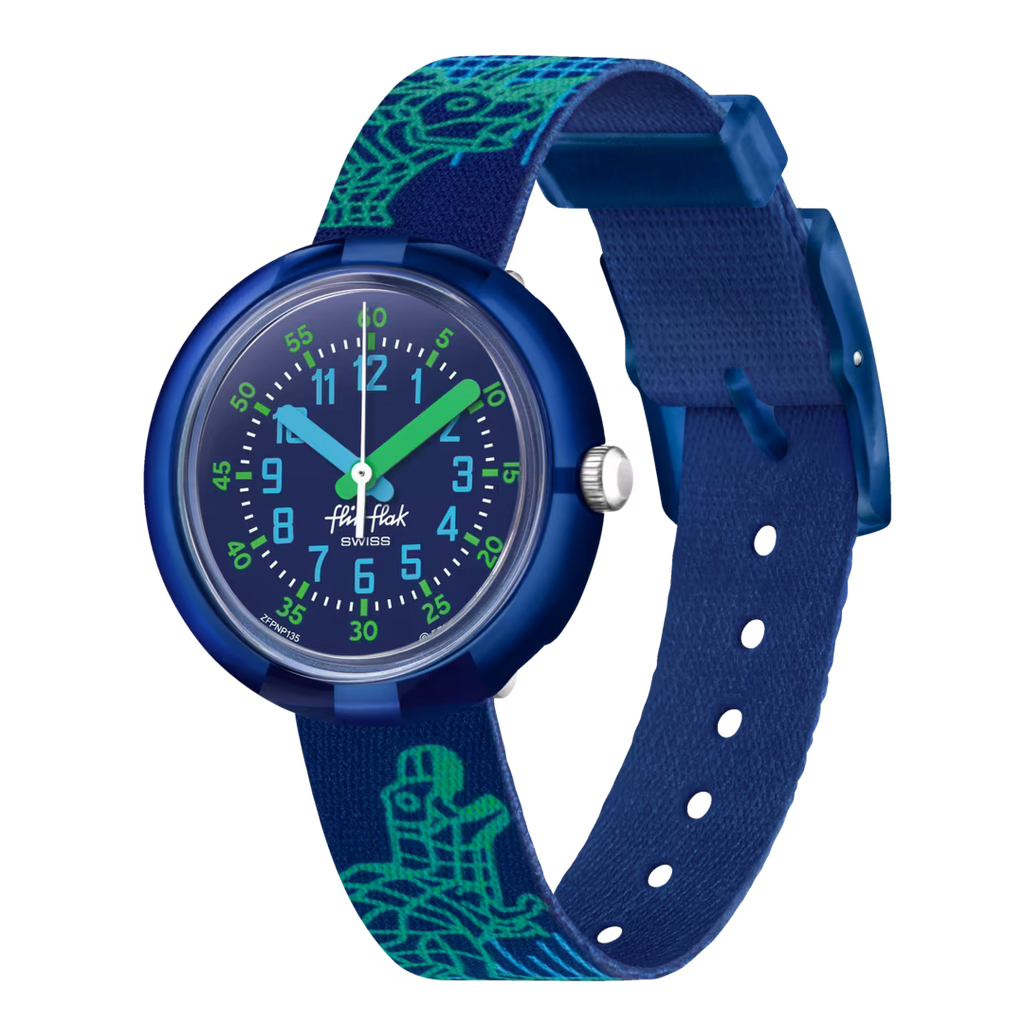 Orologio Flik Flak Cyberozaurus – Vista laterale – Orologio educativo per bambini da Cicco Gioielleria