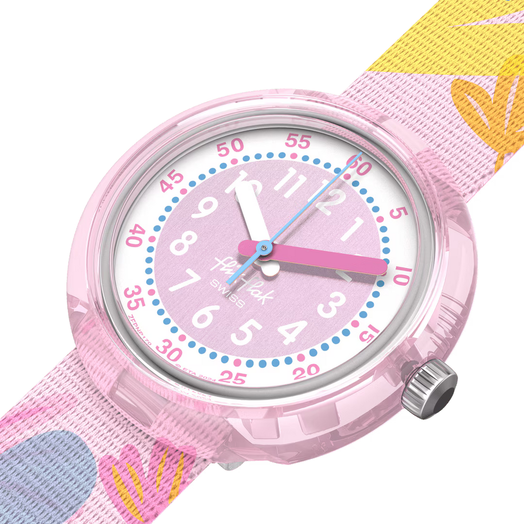 Orologio Flik Flak Pastel Paradise – dettaglio quadrante – orologio per imparare l'ora – CICCO Gioielleria