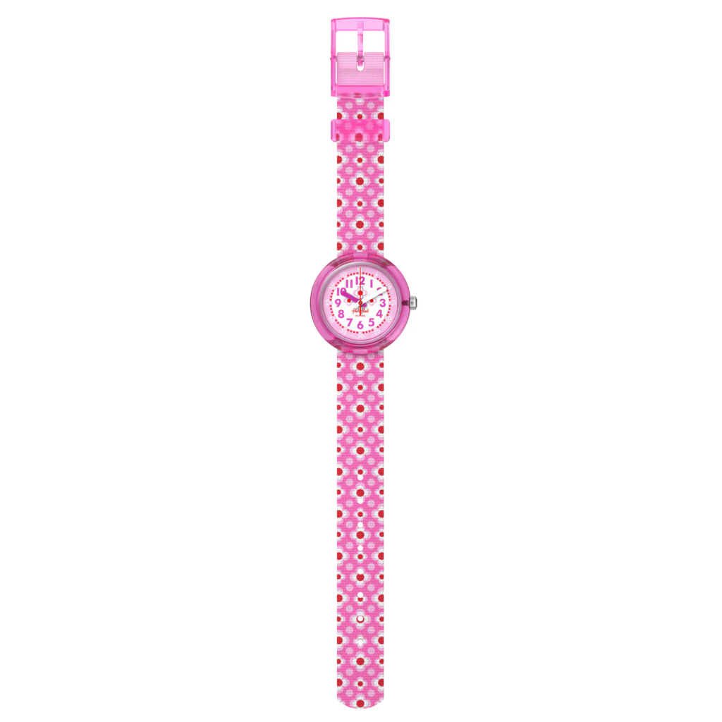 Orologio Flik Flak Power Flower – vista frontale su sfondo bianco – orologio educativo Swiss Made per bambini – CICCO Gioielleria