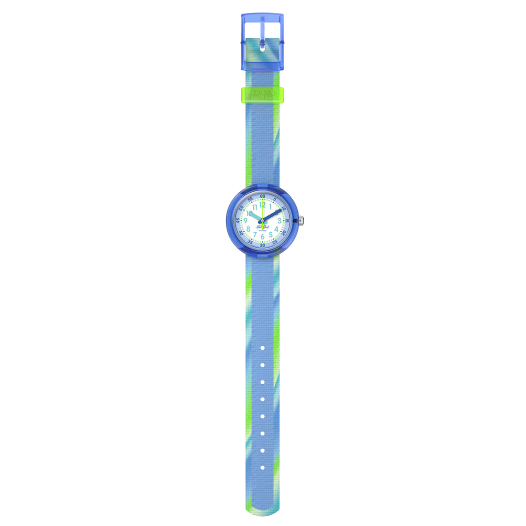 Orologio Flik Flak Flip It Blue – vista frontale su sfondo bianco – orologio educativo per bambini – CICCO Gioielleria