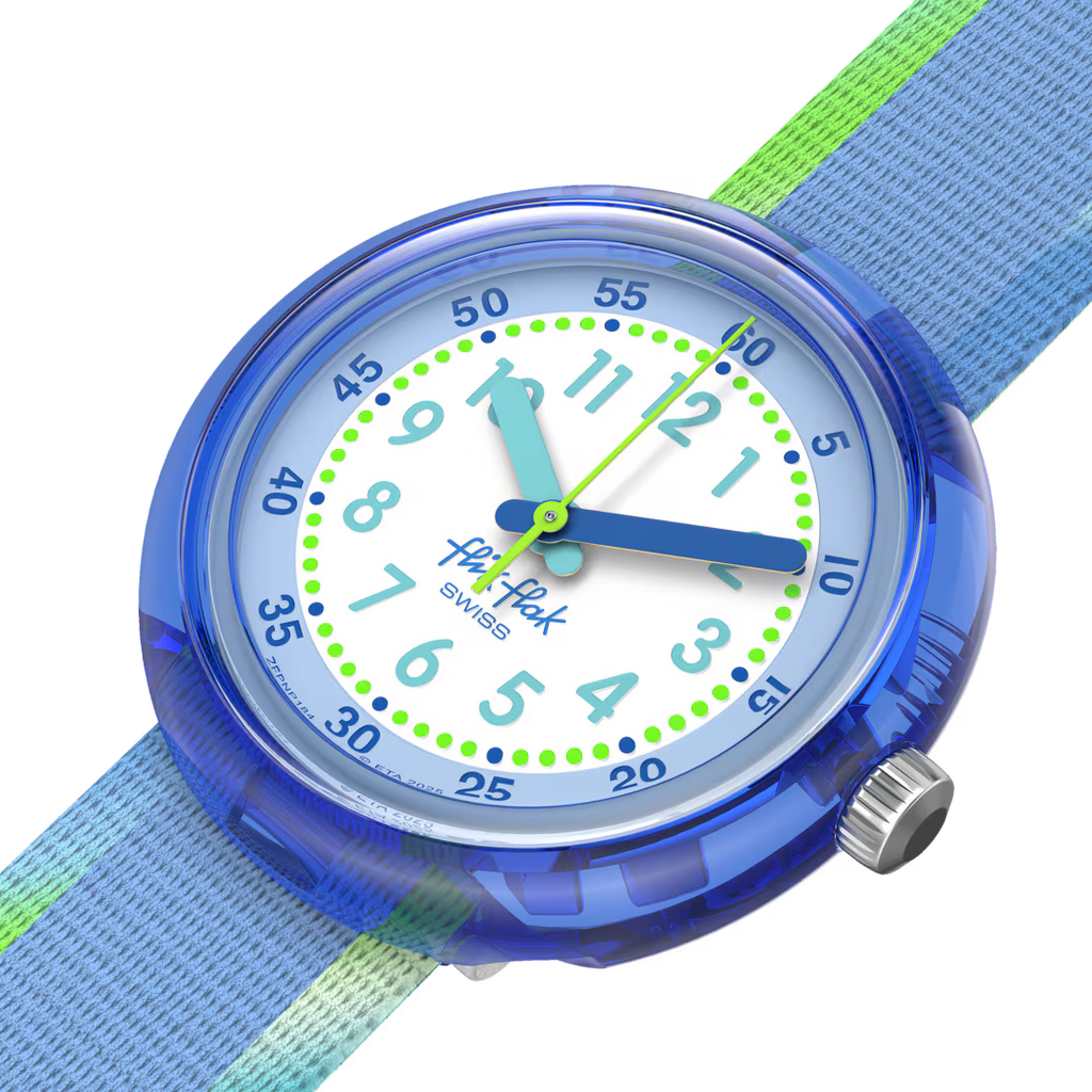 Orologio Flik Flak Flip It Blue – dettaglio quadrante colorato – orologio per imparare l'ora – CICCO Gioielleria