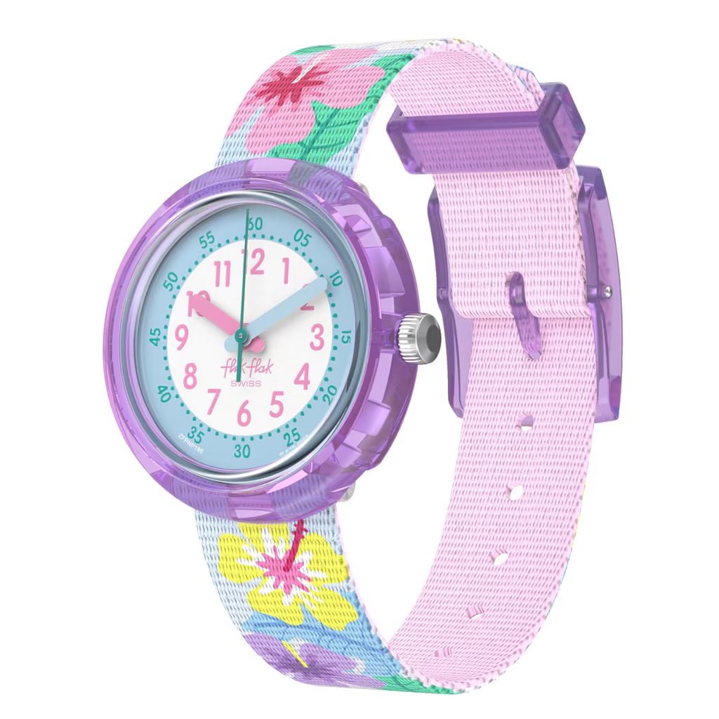 Orologio Flik Flak Hibiskiss – Vista laterale – Orologio educativo per bambini da Cicco Gioielleria