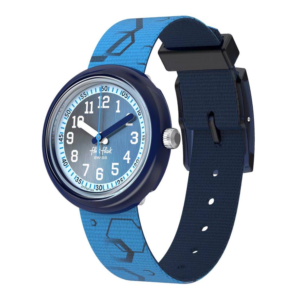 Orologio Flik Flak Quench in Blue – Vista laterale – Orologio educativo per bambini da Cicco Gioielleria