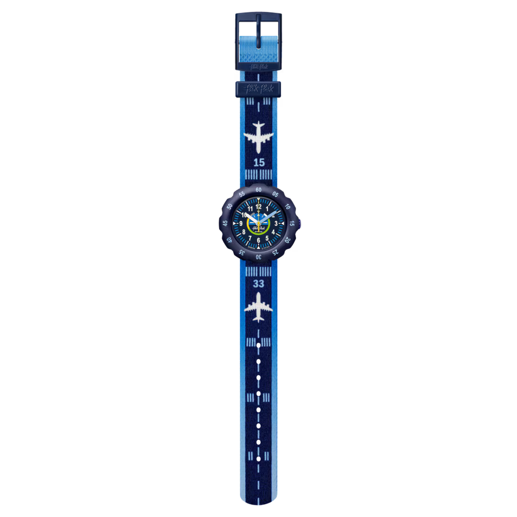 Orologio educativo per bambini Flik Flak TAKE OFF FPSP068 blu a tema aereo, CICCO Gioielleria
