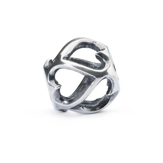Trollbeads Equilibrio degli Opposti TAGBE-20170 – Bead in argento 925 con cuori intrecciati, design Louise Rimpler
