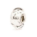 Bead Trollbeads Acciaio Bianco TGLBE-10233 – Charm in vetro di Murano con venature effetto lana d'acciaio e anima in argento 925 – CICCO Gioielleria