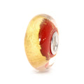 Trollbeads Chakra Radice TGLBE-20039 – Perla in vetro di Murano rosso con foglia oro 22kt