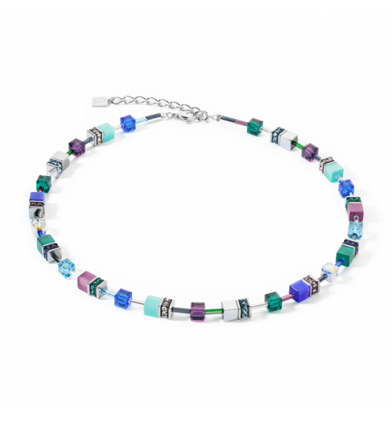 COEUR DE LION - 2838100608 Collana GeoCUBE® Iconic Teal argento