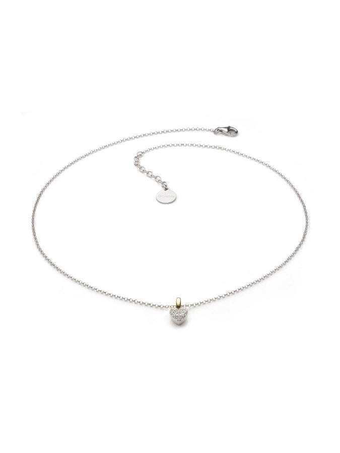 Collana Argento 925 Bicolore con Cuore Pavé di Zirconi – Vista dettaglio – UNOAERRE da CICCO Gioielleria