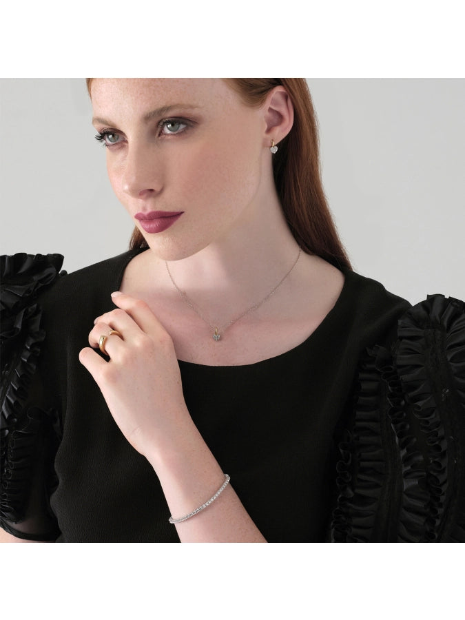 Collana Argento 925 Bicolore con Cuore Pavé di Zirconi – Indossata – UNOAERRE da CICCO Gioielleria