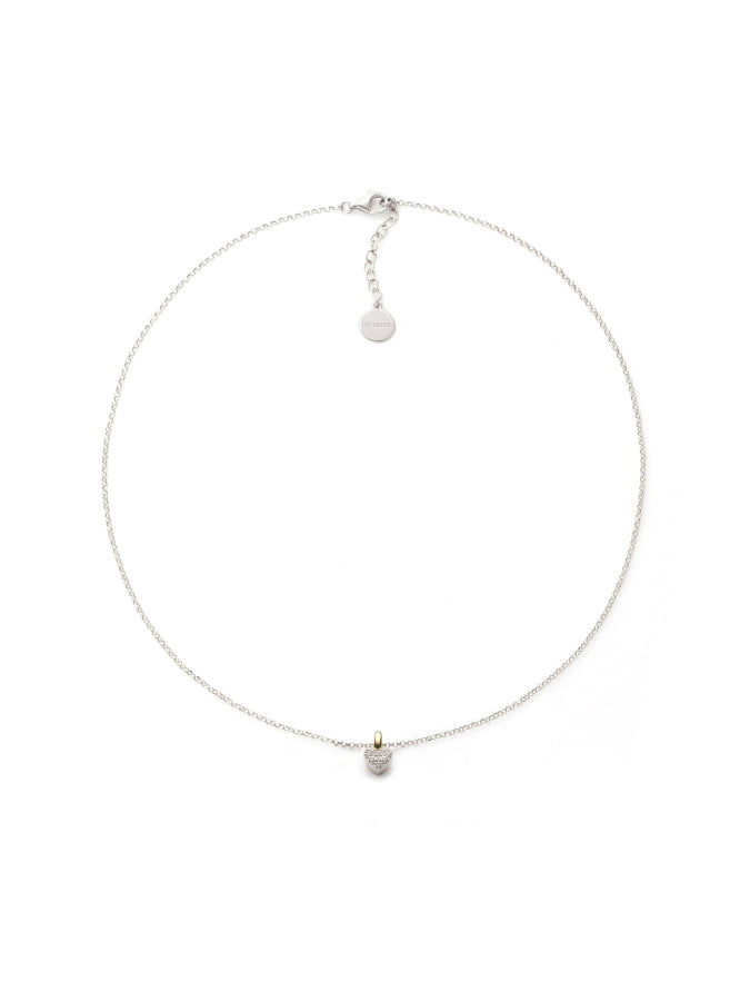 Collana Argento 925 Bicolore con Cuore Pavé di Zirconi – Orologio educativo UNOAERRE da CICCO Gioielleria