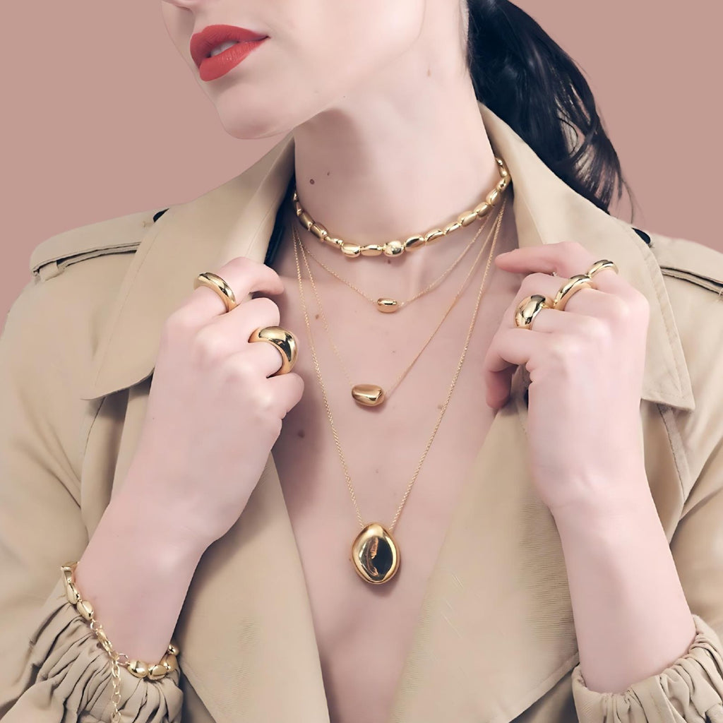 UNOAERRE ARGENTO - 6425 Collana lunga in argento dorato Boule