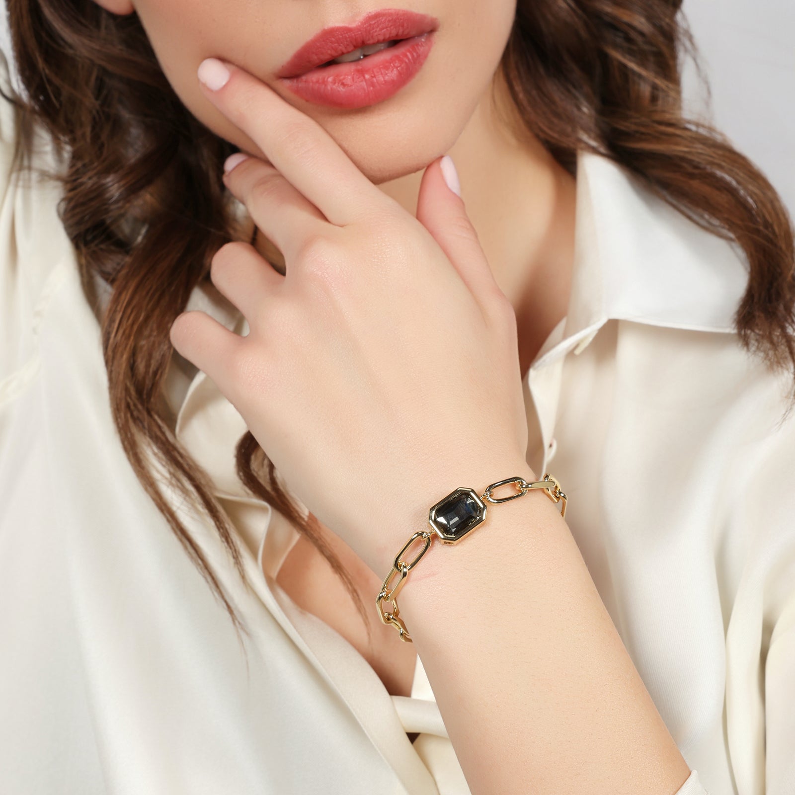 UNOAERRE - 2823 Bracciale Joya catena e cristallo grigio