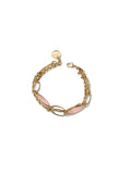 Bracciale Unoaerre Joya 2890 – Doppio filo dorato con pietre occhio di gatto rosa su sfondo neutro – CICCO Gioielleria