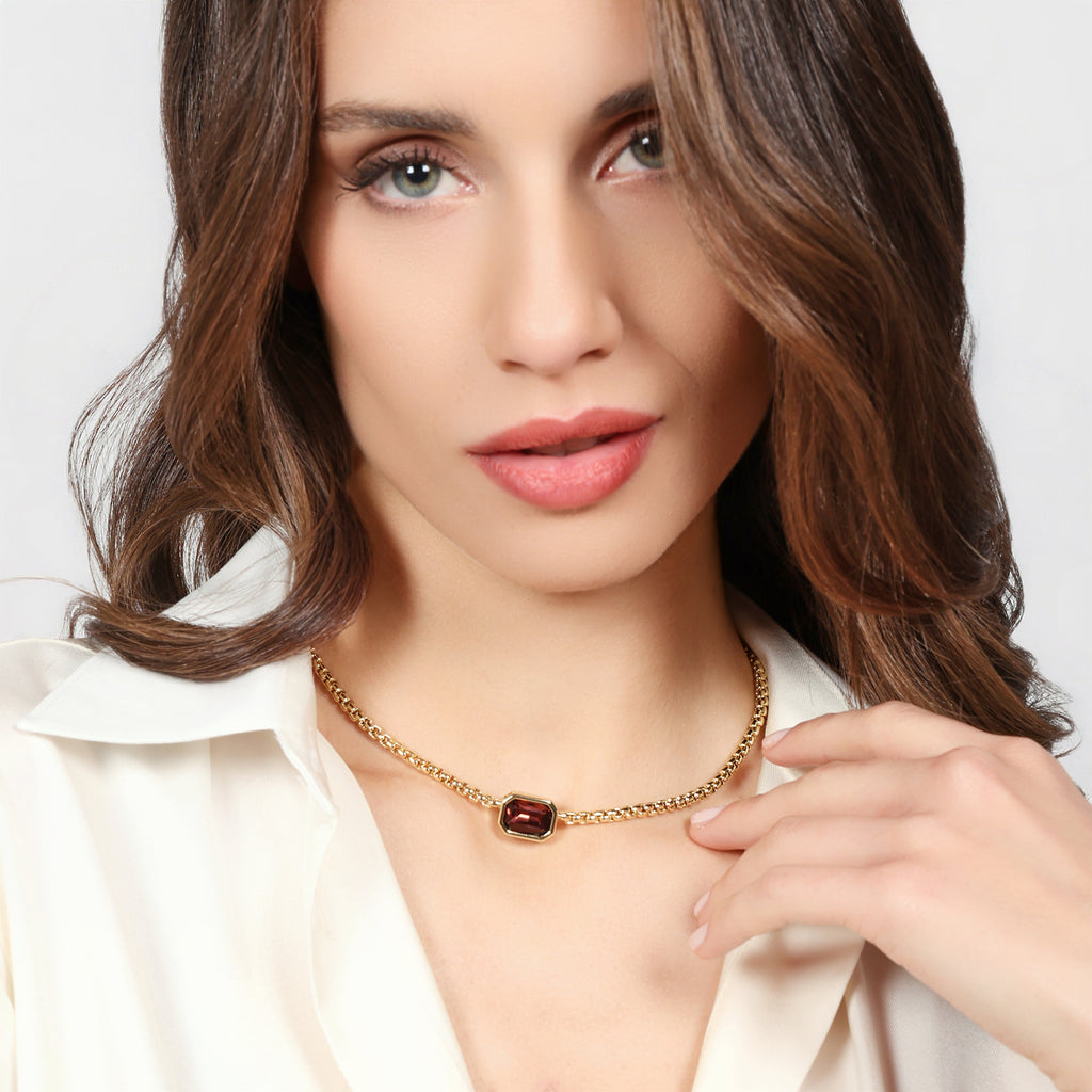 Collana Joya Cristallo Marrone UNOAERRE - dettaglio pendente cristallo marrone - CICCO Gioielleria
