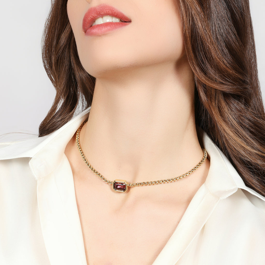 Collana Joya Cristallo Marrone UNOAERRE - vista indossata - CICCO Gioielleria