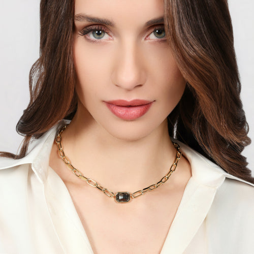 UNOAERRE - 2832 Collana catena Joya cristallo grigio