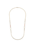 Collana Unoaerre Joya 2899 – Collana lunga dorata con pietre occhio di gatto rosa su sfondo neutro – CICCO Gioielleria