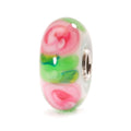 Bead Trollbeads Rose Incantate TGLBE-10260 – Charm in vetro di Murano con sfumature rosa e verdi a forma di rosa fiorita – CICCO Gioielleria