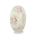 Trollbeads Fiore Soave TGLBE-10101 – Bead in vetro di Murano con boccioli rosa e foglie verdi pastello – Cicco Gioielleria