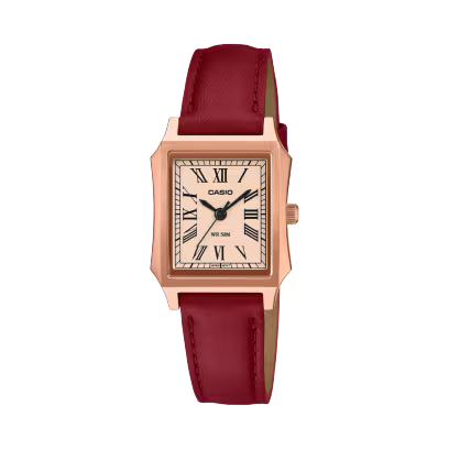Casio Vintage LTP-B190RGL-4BVER – Orologio donna quadrato rose gold con cinturino pelle bordeaux da CICCO Gioielleria