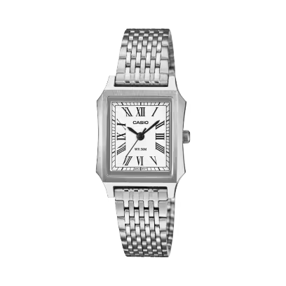 Casio Vintage LTP-B190D-7BVEF – Orologio donna quadrato acciaio con quadrante bianco e bracciale maglia da CICCO Gioielleria