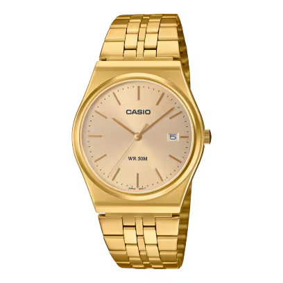 Casio Vintage MTP-B145G-9AVEF orologio analogico uomo stile rétro anni 80 quadrante dorato 5 bar