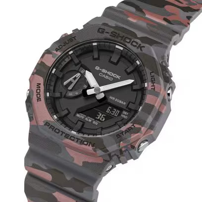  Casio G-SHOCK GA-2100CM-8A - Vista laterale lunetta e cinturino in resina bio-based | CICCO Gioielleria