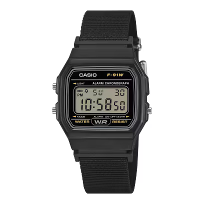 Casio Vintage F-91WF-1AEF orologio digitale con cinturino in tessuto da fibre riciclate da CICCO Gioielleria