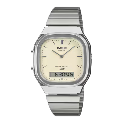 Casio Vintage AQ-240E-7AER orologio ana-digi cassa argentata quadrante bianco opaco