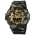 Casio G-SHOCK GA-700CMG-3A – Vista frontale – Orologio Bold Camo camouflage dorato da Cicco Gioielleria