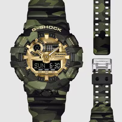 Casio G-SHOCK GA-700CMG-3A – Dettaglio lunetta con stampa MAP camouflage G-SHOCK – Cicco Gioielleria