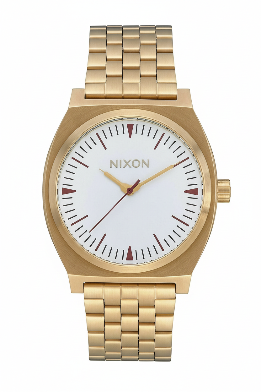 Nixon Time Teller A045-3004 | Orologio Unisex Oro/Bianco Quadrante Analogico 37mm Vista Frontale | Gioielleria CICCO
