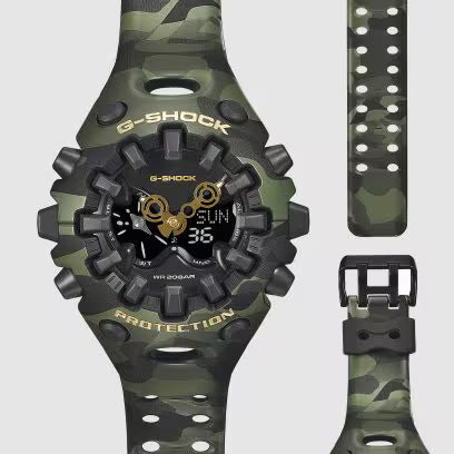 Casio G-SHOCK GA-V01CMG-3A – Dettaglio lunetta con stampa MAP camouflage G-SHOCK – Cicco Gioielleria