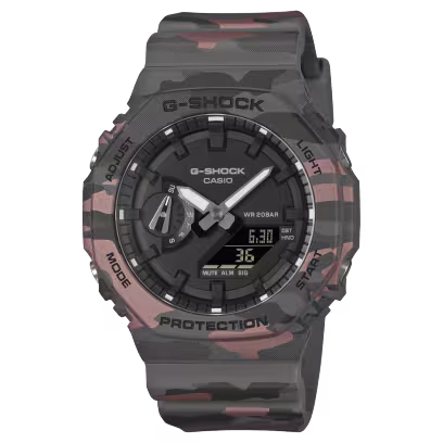 Casio G-SHOCK GA-2100CM-8A - Vista frontale orologio camouflage bio-based | CICCO Gioielleria