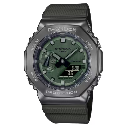 Casio G-Shock GM-2100B-3AER | Vista frontale orologio acciaio ana-digi | Gioielleria CICCO