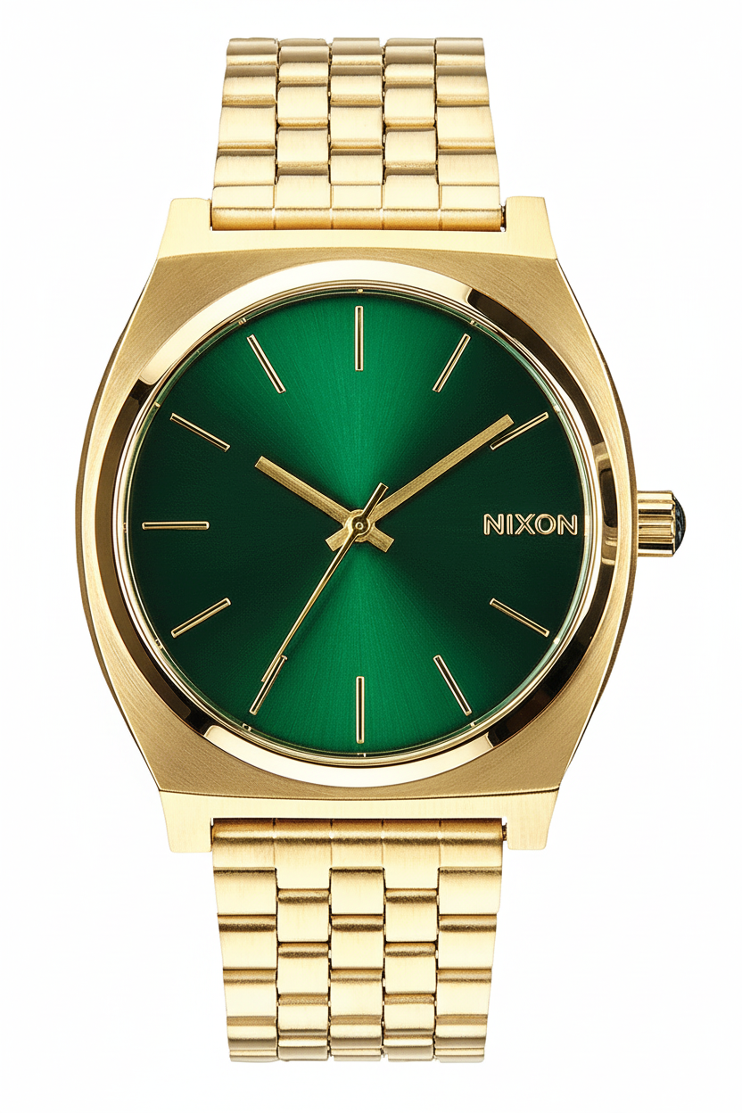 Nixon Time Teller A045-1919 | Orologio Unisex Oro/Verde Raggio di Sole Quadrante Analogico 37mm Vista Frontale | Gioielleria CICCO
