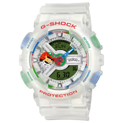 Casio G-SHOCK × Pokémon GA-110PKM-7AER – Vista frontale – Orologio edizione 30° anniversario Pokémon da Cicco Gioielleria