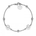 Bracciale UNOAERRE 2065 – Catena argentata con perle bianche e charm – CICCO Gioielleria