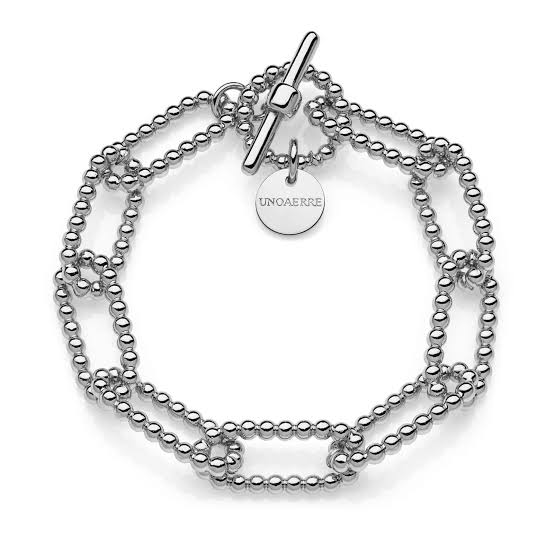 Bracciale UNOAERRE 2162 – Multifilo argentato con palline e chiusura T-bar – CICCO Gioielleria
